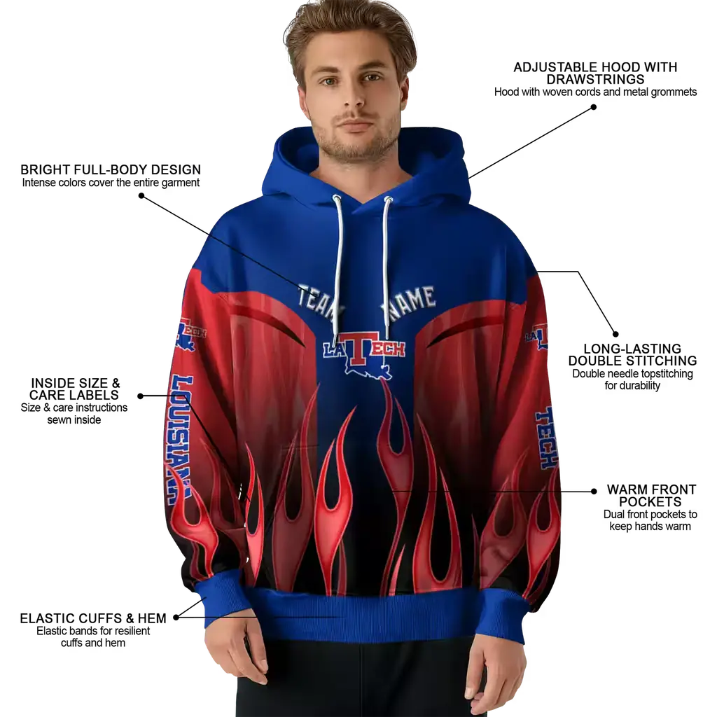 custom la tech flame design blue hoodie latest model custom la tech flame design blue hoodie latest model