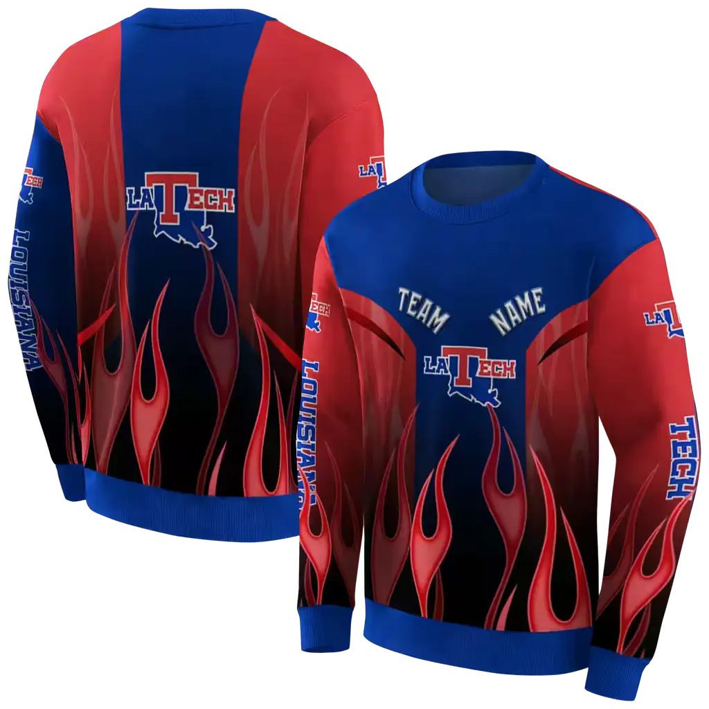 custom la tech flame design blue hoodie premium grade custom la tech flame design blue hoodie premium grade