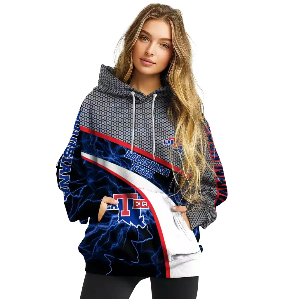 custom la tech hexagonal mesh blue black gray hoodie high quality custom la tech hexagonal mesh blue black gray hoodie high quality