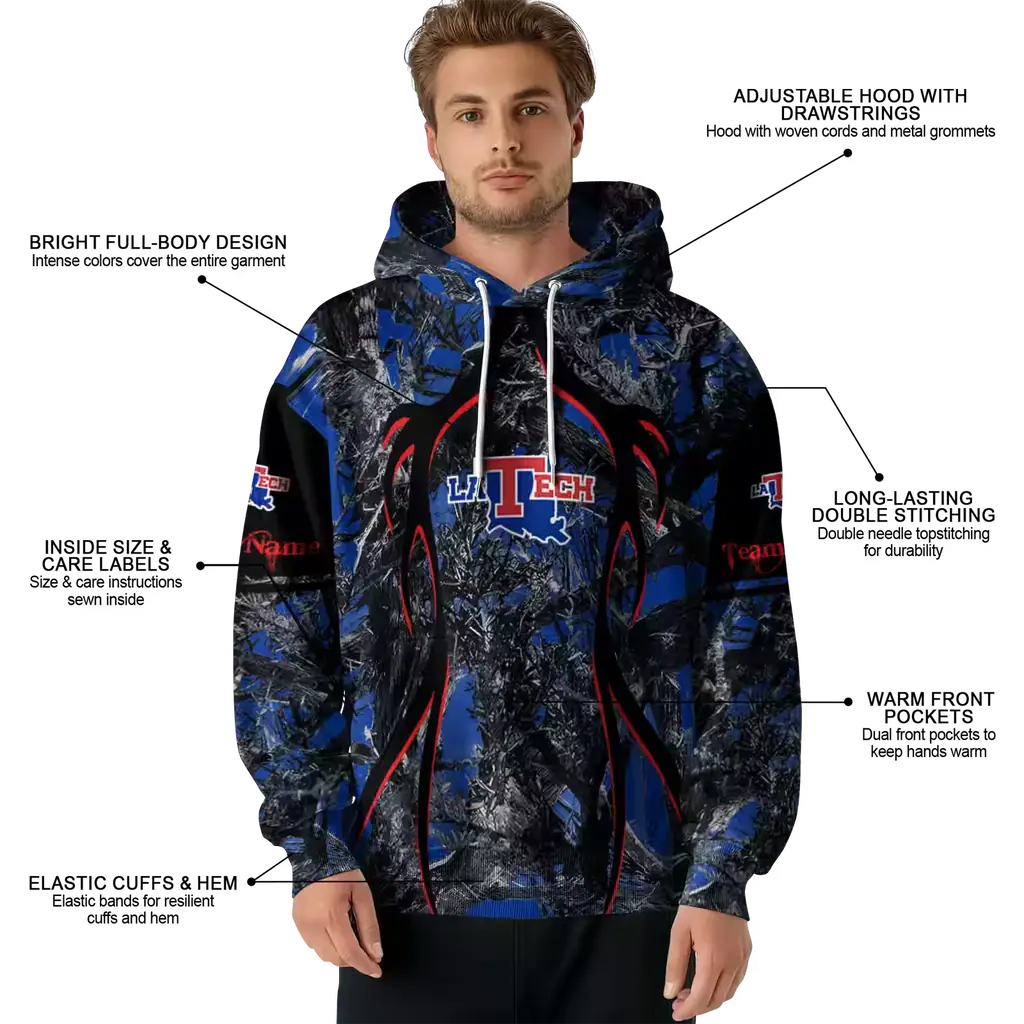 custom la tech hunting theme blue black hoodie latest model custom la tech hunting theme blue black hoodie latest model