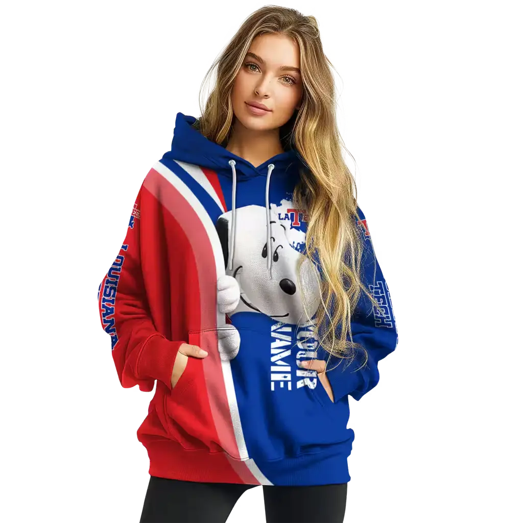 custom la tech peeking snoopy blue hoodie high quality custom la tech peeking snoopy blue hoodie high quality