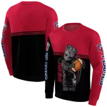 custom liberty flames baby groot red black hoodie best selling