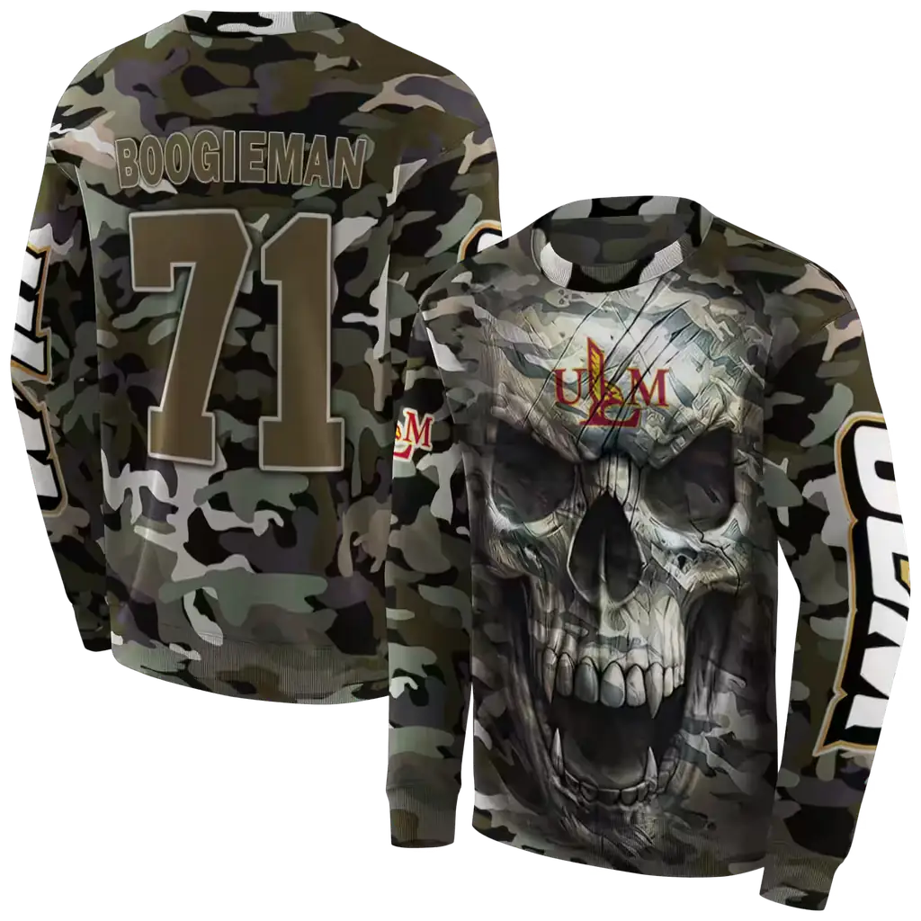 custom louisiana monroe warhawks camo skull hoodie premium grade custom louisiana monroe warhawks camo skull hoodie premium grade