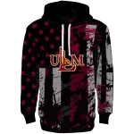 custom louisiana monroe warhawks distressed flag red black hoodie best selling