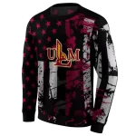 custom louisiana monroe warhawks distressed flag red black hoodie best selling