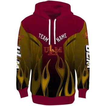 custom louisiana monroe warhawks flame design red hoodie best selling