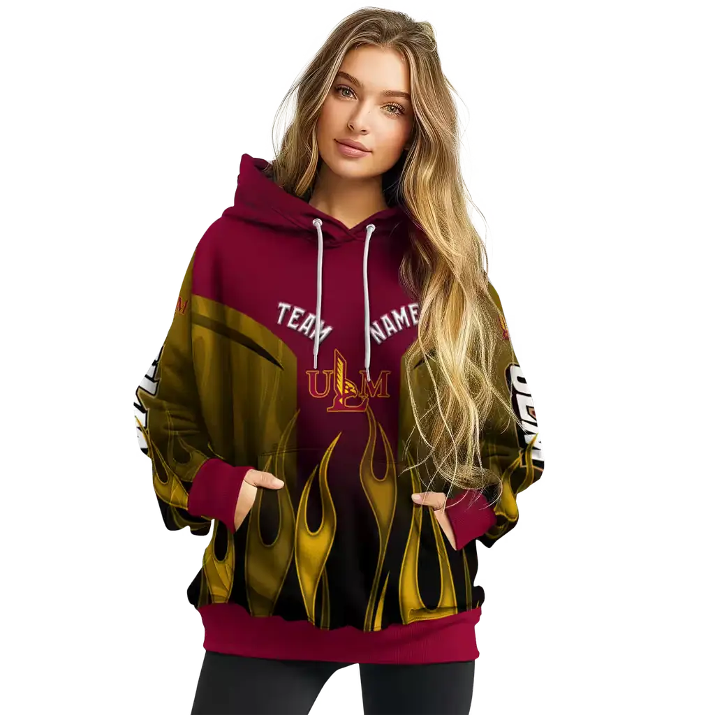 custom louisiana monroe warhawks flame design red hoodie high quality custom louisiana monroe warhawks flame design red hoodie high quality