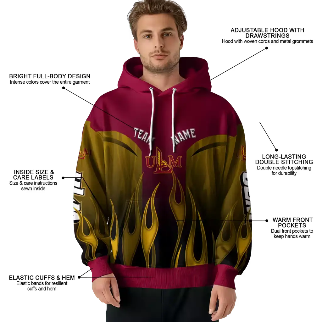 custom louisiana monroe warhawks flame design red hoodie latest model custom louisiana monroe warhawks flame design red hoodie latest model