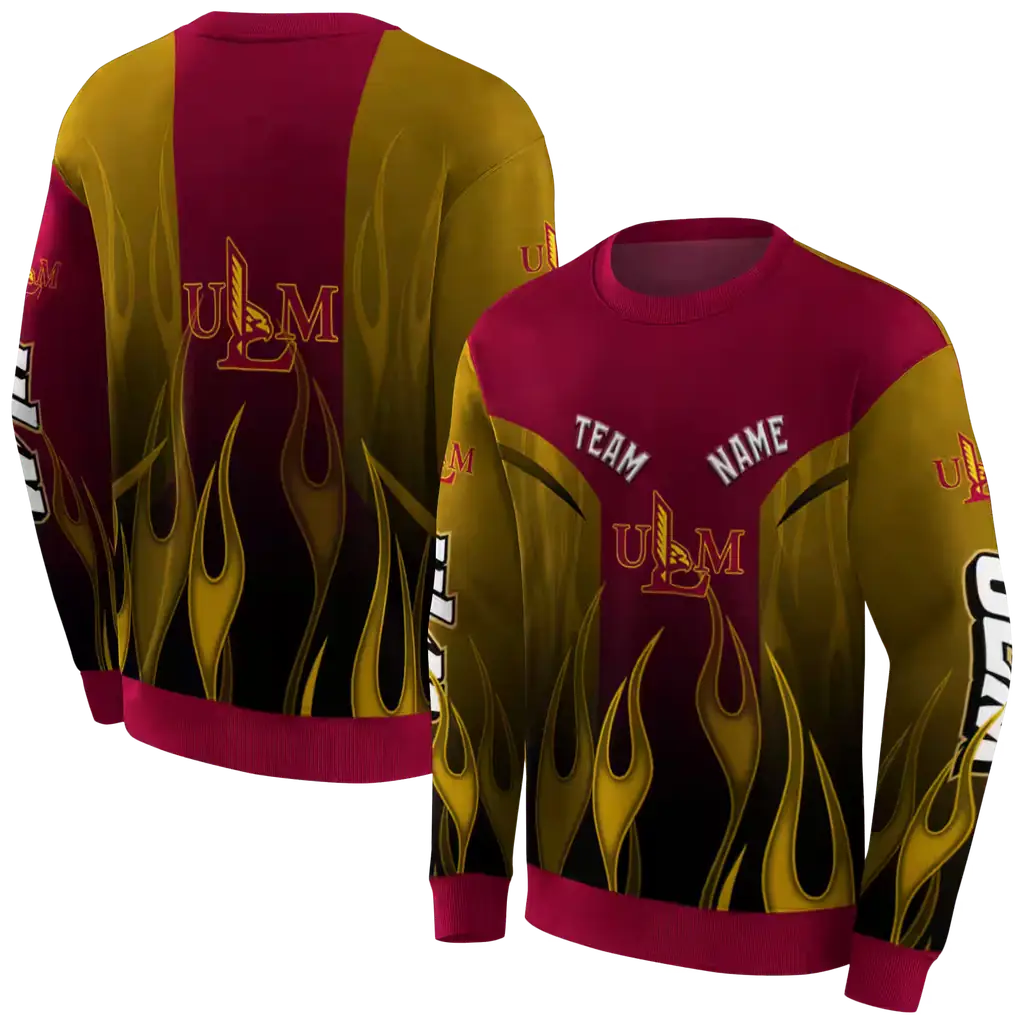 custom louisiana monroe warhawks flame design red hoodie premium grade custom louisiana monroe warhawks flame design red hoodie premium grade