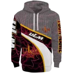 custom louisiana monroe warhawks hexagonal mesh red black gray hoodie best selling