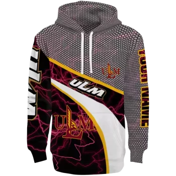 custom louisiana monroe warhawks hexagonal mesh red black gray hoodie best selling