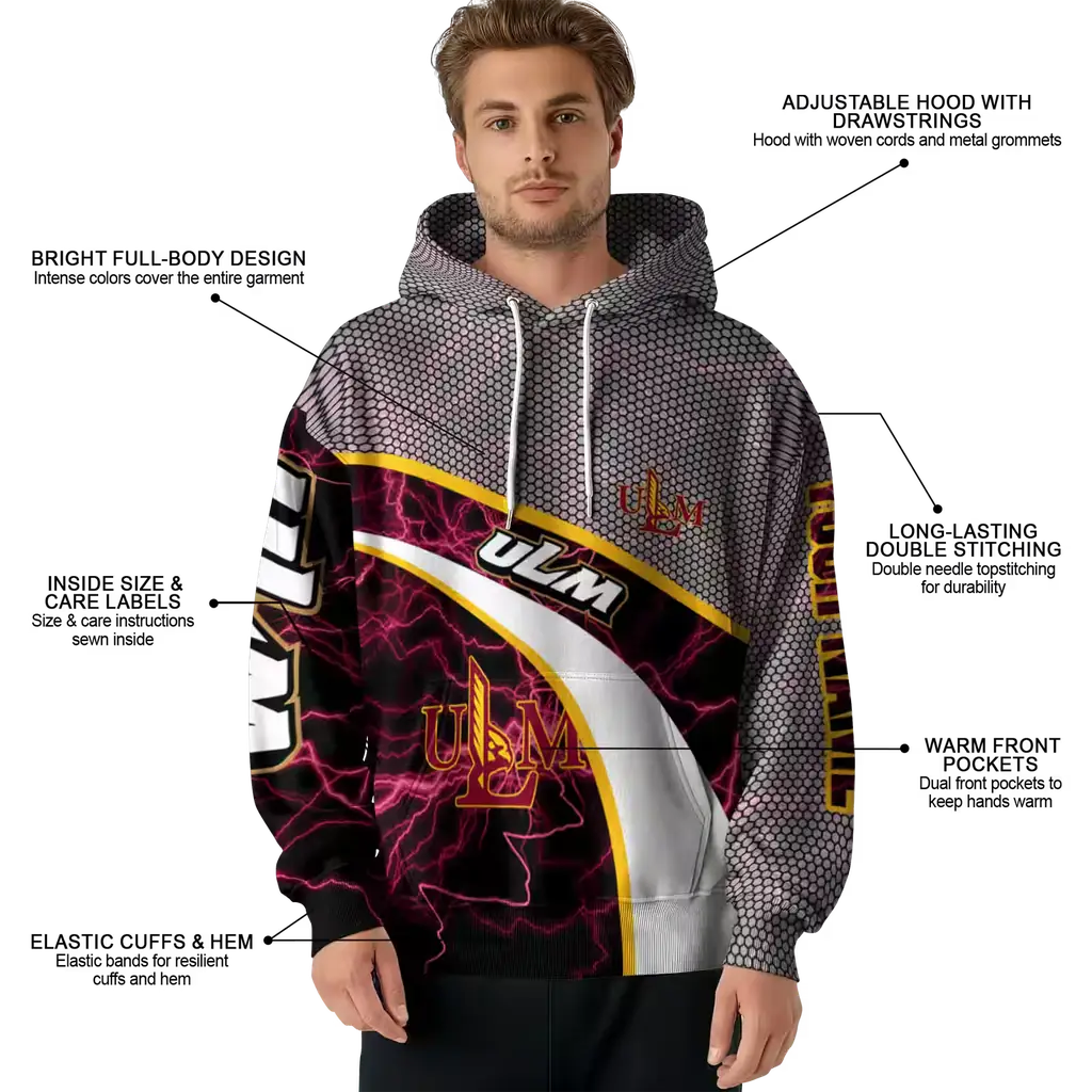 custom louisiana monroe warhawks hexagonal mesh red black gray hoodie latest model custom louisiana monroe warhawks hexagonal mesh red black gray hoodie latest model