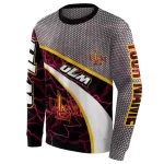 custom louisiana monroe warhawks hexagonal mesh red black gray hoodie best selling