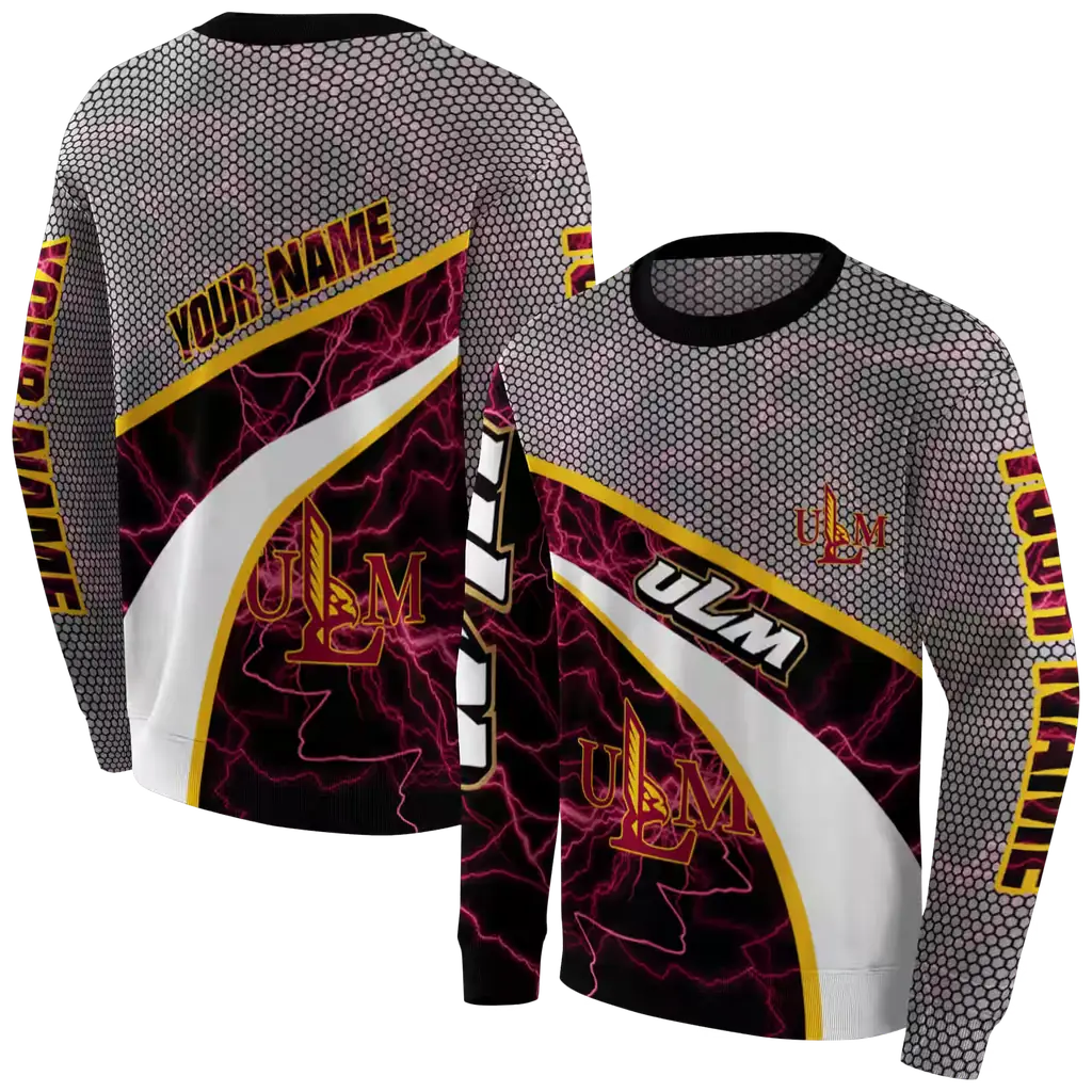 custom louisiana monroe warhawks hexagonal mesh red black gray hoodie premium grade custom louisiana monroe warhawks hexagonal mesh red black gray hoodie premium grade