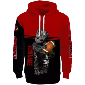 custom louisville cardinals baby groot red black hoodie best selling