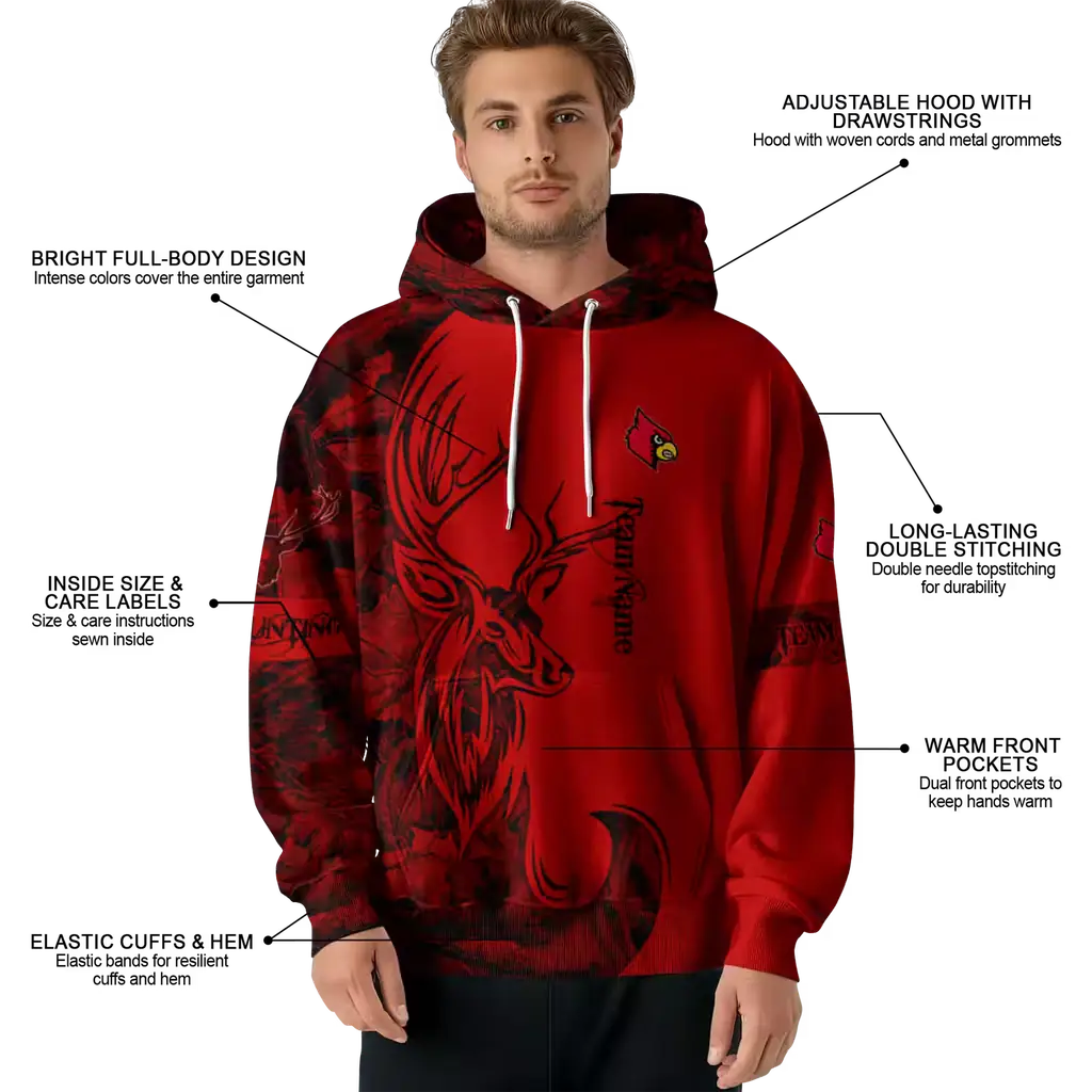 custom louisville cardinals deer silhouette red hoodie latest model custom louisville cardinals deer silhouette red hoodie latest model