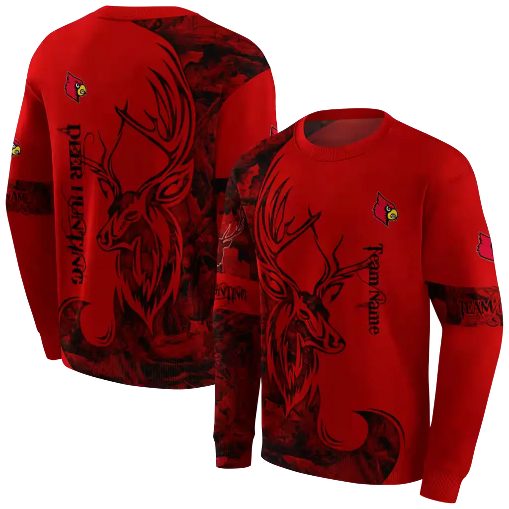custom louisville cardinals deer silhouette red hoodie premium grade custom louisville cardinals deer silhouette red hoodie premium grade