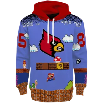 custom louisville cardinals mario blue black hoodie best selling