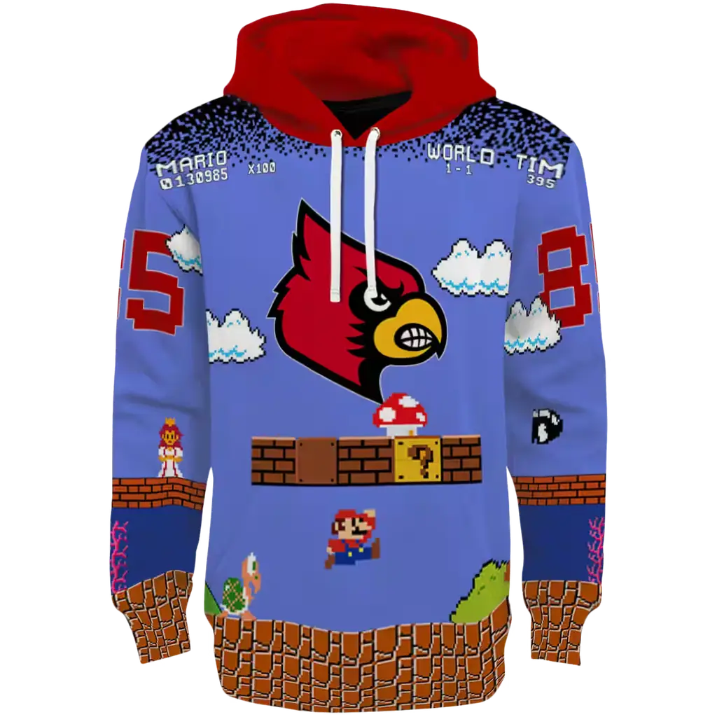 custom louisville cardinals mario blue black hoodie best selling custom louisville cardinals mario blue black hoodie best selling