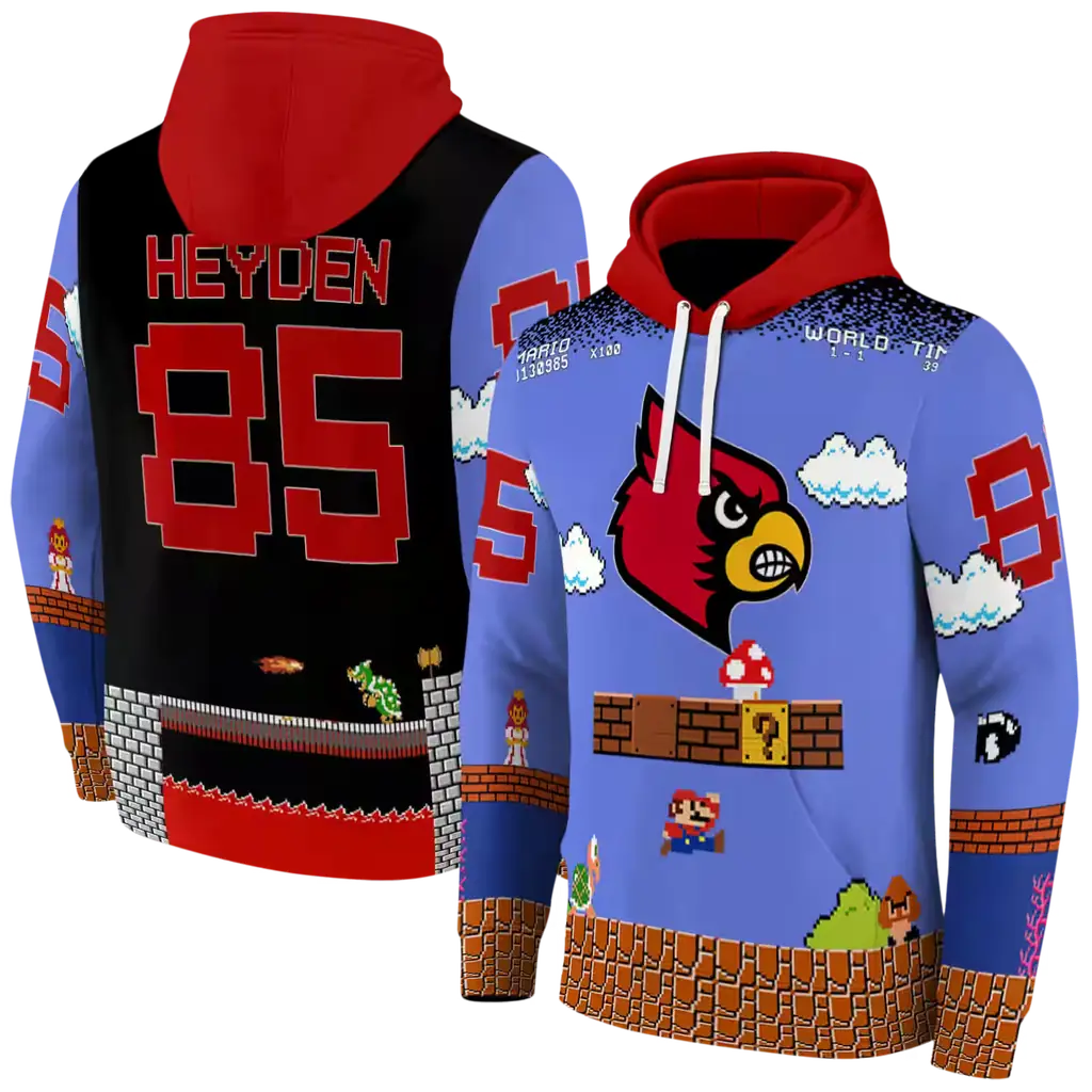 custom louisville cardinals mario blue black hoodie fashion forward custom louisville cardinals mario blue black hoodie fashion forward