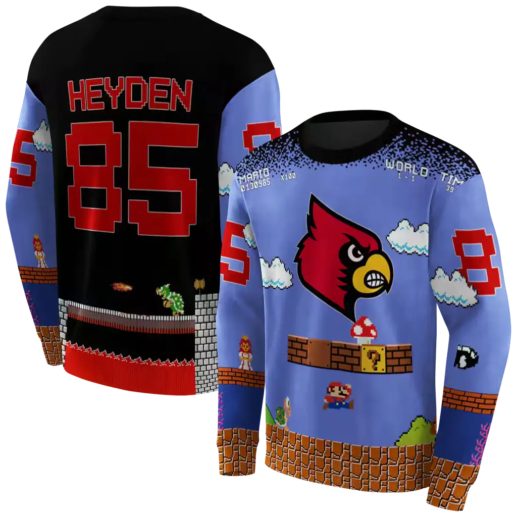 custom louisville cardinals mario blue black hoodie premium grade custom louisville cardinals mario blue black hoodie premium grade