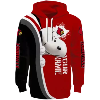 custom louisville cardinals peeking snoopy red hoodie best selling