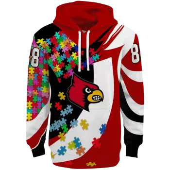 custom louisville cardinals puzzle pieces red hoodie best selling
