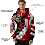 custom louisville cardinals puzzle pieces red hoodie best selling