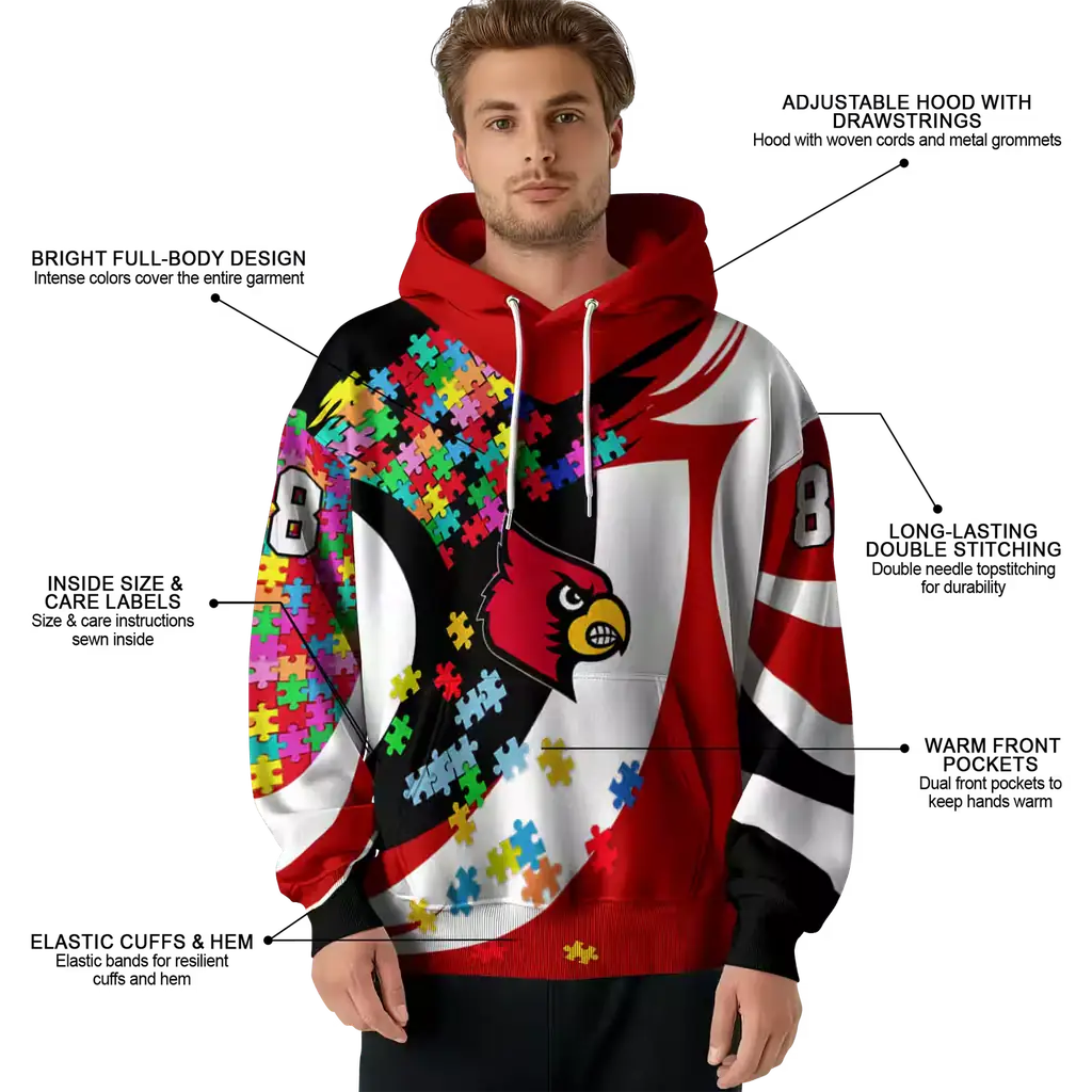 custom louisville cardinals puzzle pieces red hoodie latest model custom louisville cardinals puzzle pieces red hoodie latest model
