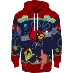 custom louisville cardinals spongebob patrick star red navy hoodie best selling