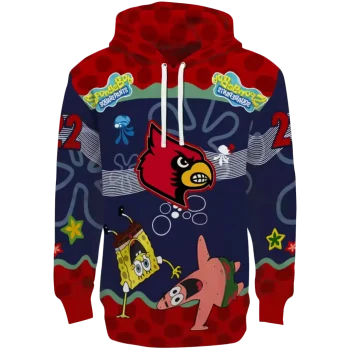 custom louisville cardinals spongebob patrick star red navy hoodie best selling