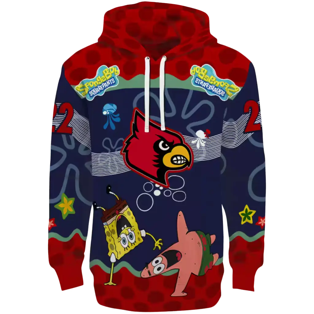 custom louisville cardinals spongebob patrick star red navy hoodie best selling custom louisville cardinals spongebob patrick star red navy hoodie best selling
