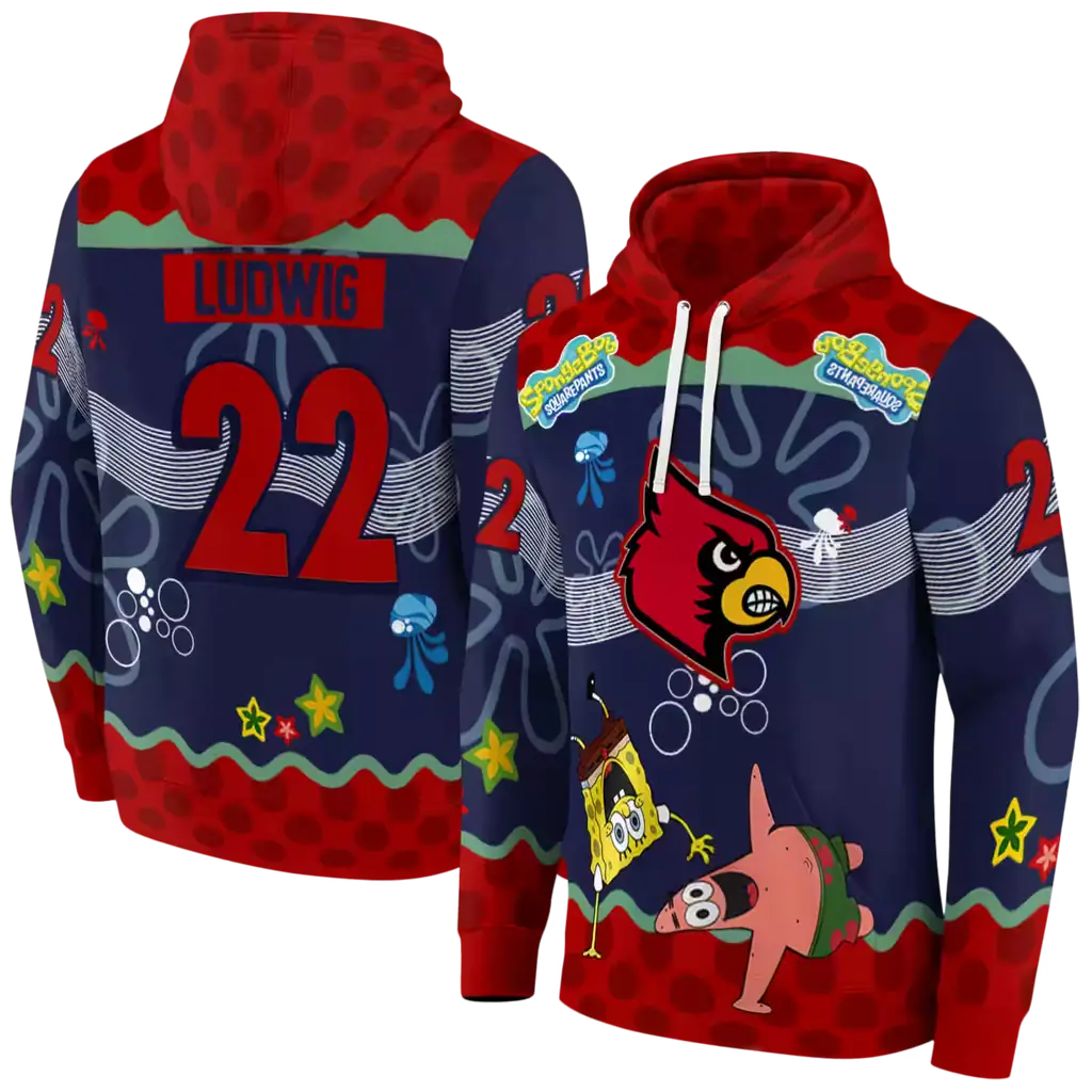 custom louisville cardinals spongebob patrick star red navy hoodie fashion forward custom louisville cardinals spongebob patrick star red navy hoodie fashion forward