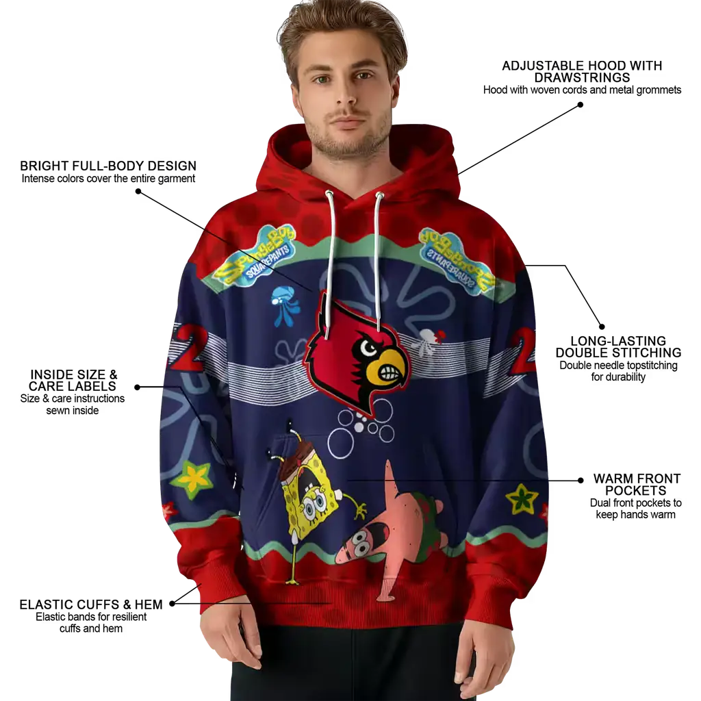 custom louisville cardinals spongebob patrick star red navy hoodie latest model custom louisville cardinals spongebob patrick star red navy hoodie latest model