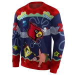 custom louisville cardinals spongebob patrick star red navy hoodie best selling