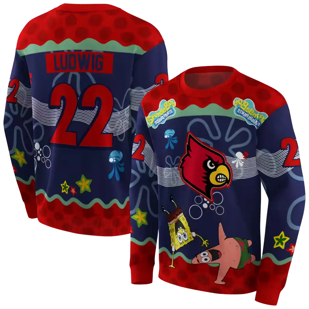 custom louisville cardinals spongebob patrick star red navy hoodie premium grade custom louisville cardinals spongebob patrick star red navy hoodie premium grade