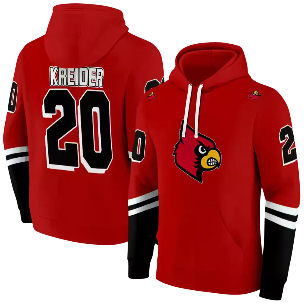 custom louisville cardinals striped sleeves red hoodie fashion forward custom louisville cardinals striped sleeves red hoodie fashion forward