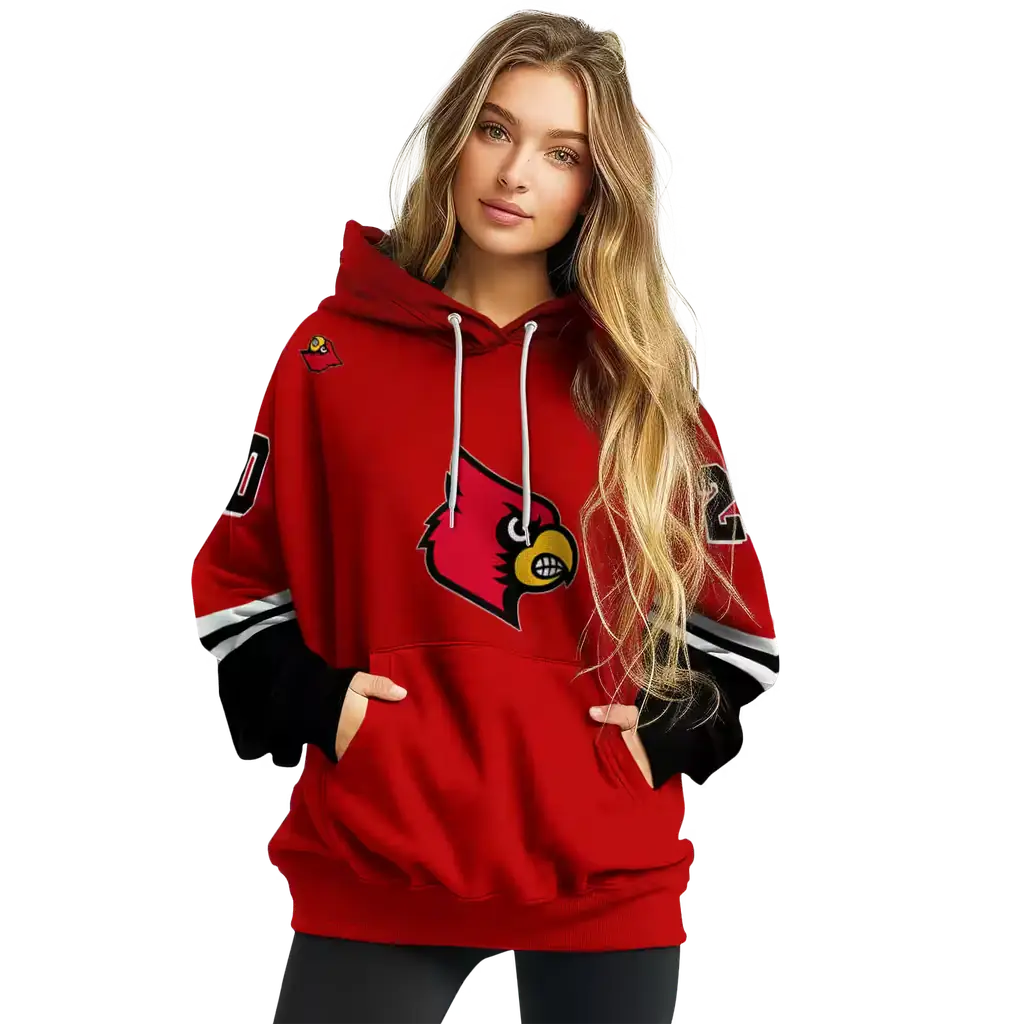 custom louisville cardinals striped sleeves red hoodie high quality custom louisville cardinals striped sleeves red hoodie high quality