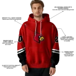 custom louisville cardinals striped sleeves red hoodie best selling
