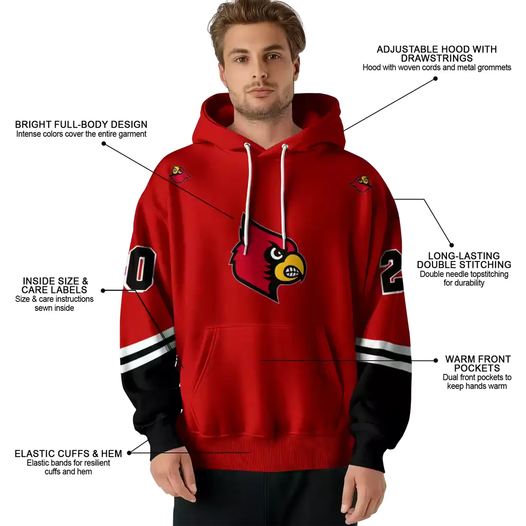 custom louisville cardinals striped sleeves red hoodie latest model custom louisville cardinals striped sleeves red hoodie latest model