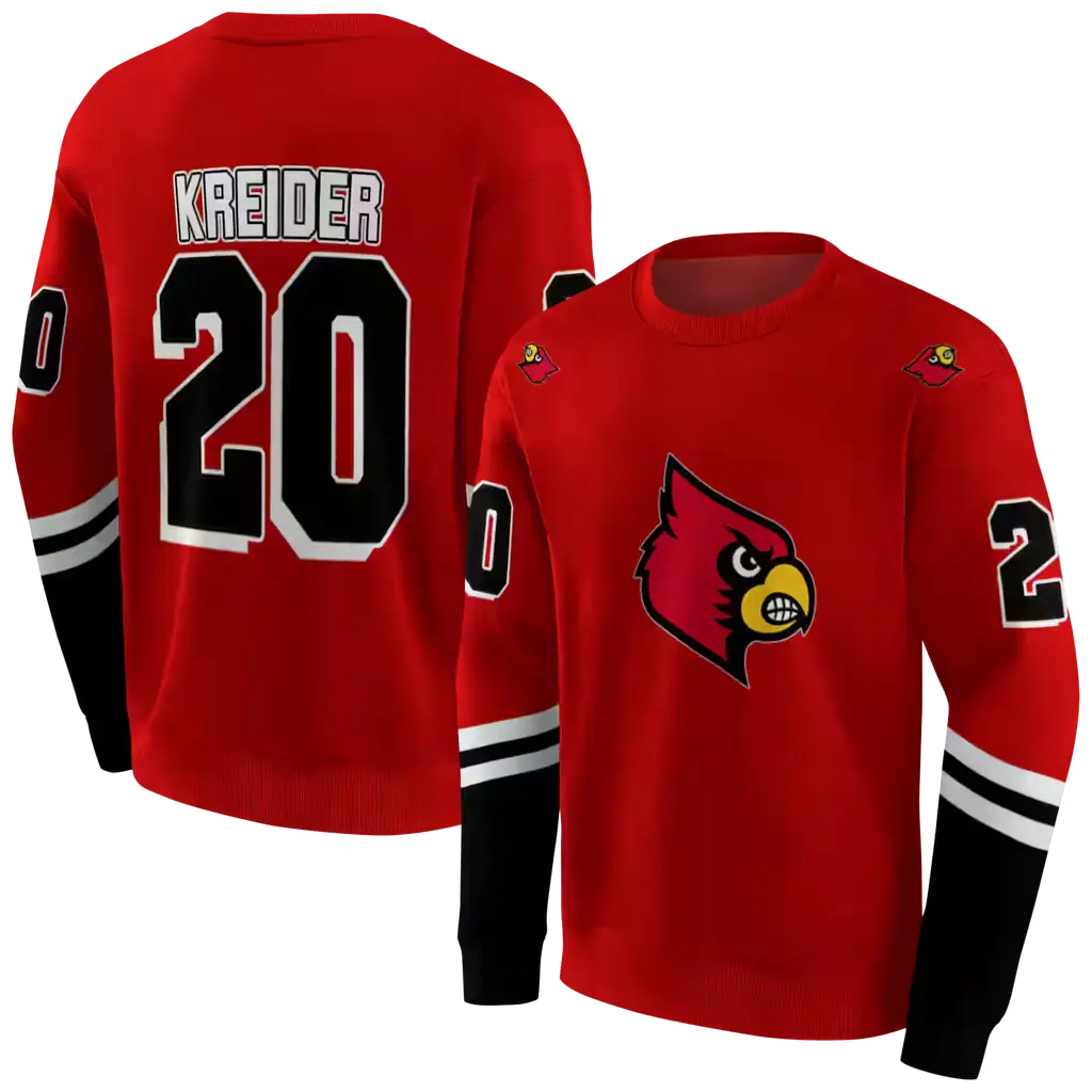 custom louisville cardinals striped sleeves red hoodie premium grade custom louisville cardinals striped sleeves red hoodie premium grade