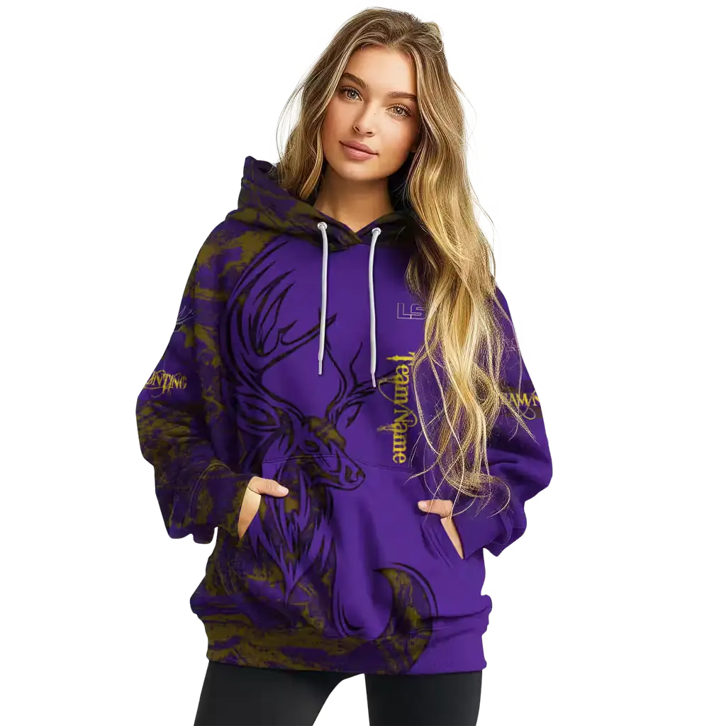 custom lsu tigers deer silhouette purple hoodie high quality custom lsu tigers deer silhouette purple hoodie high quality