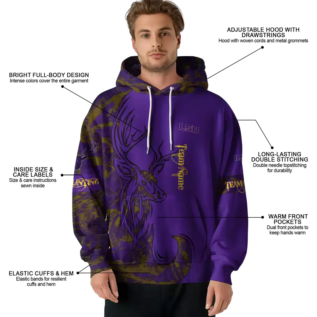 custom lsu tigers deer silhouette purple hoodie latest model custom lsu tigers deer silhouette purple hoodie latest model