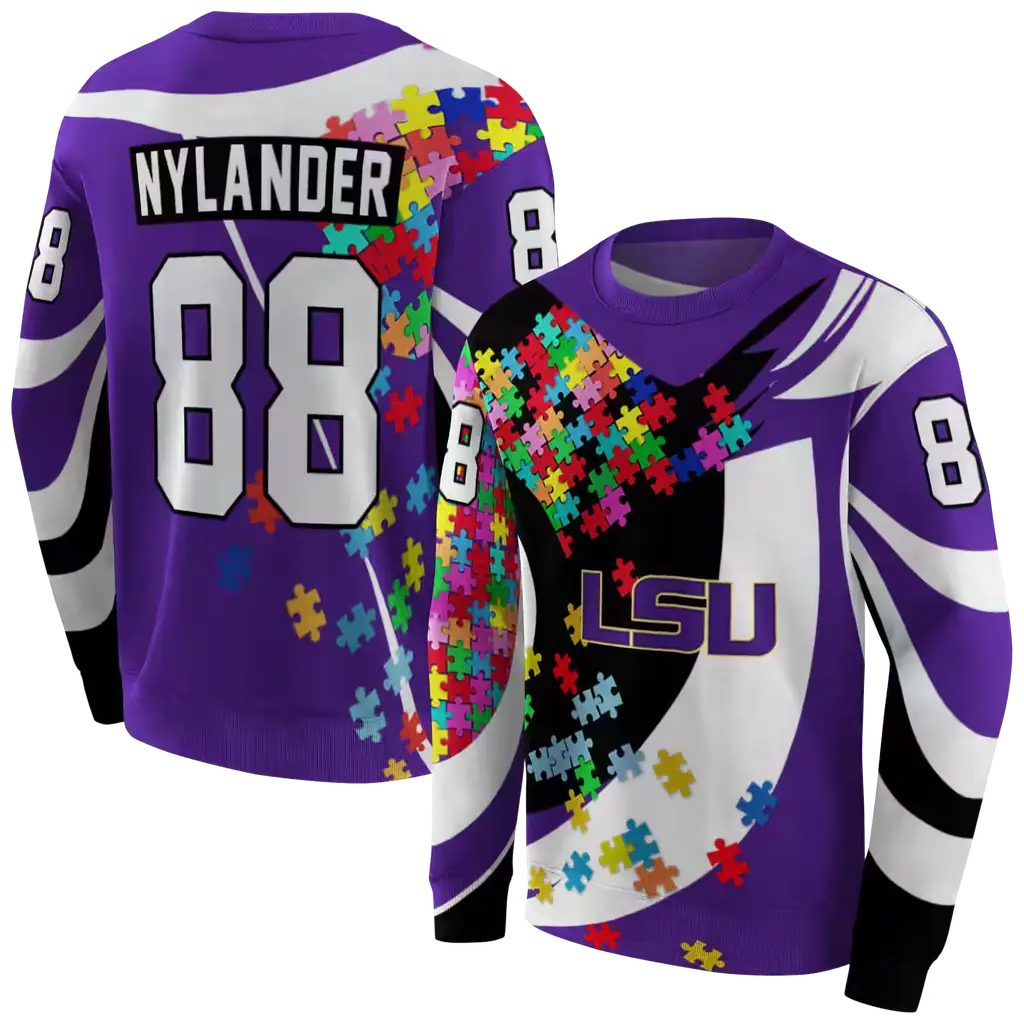 custom lsu tigers puzzle pieces purple hoodie premium grade custom lsu tigers puzzle pieces purple hoodie premium grade