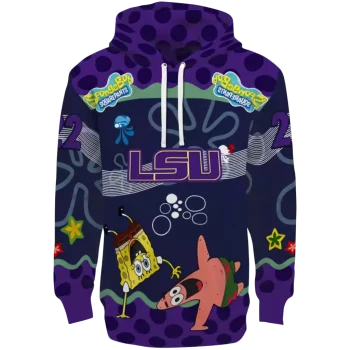 custom lsu tigers spongebob patrick star purple navy hoodie best selling