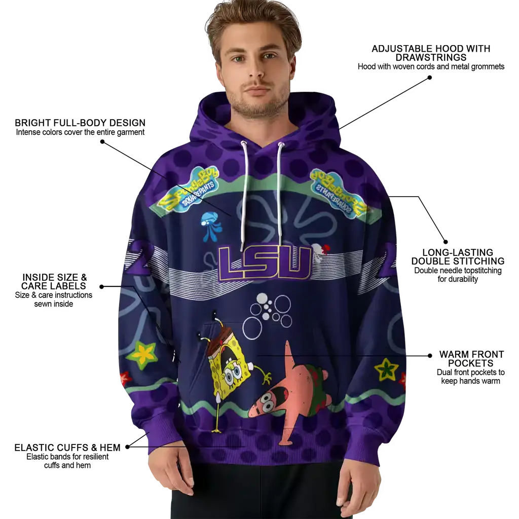 custom lsu tigers spongebob patrick star purple navy hoodie latest model custom lsu tigers spongebob patrick star purple navy hoodie latest model