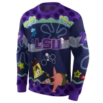 custom lsu tigers spongebob patrick star purple navy hoodie best selling
