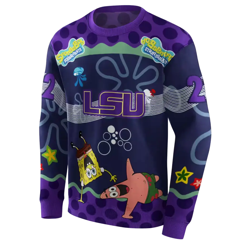 custom lsu tigers spongebob patrick star purple navy hoodie new arrival custom lsu tigers spongebob patrick star purple navy hoodie new arrival