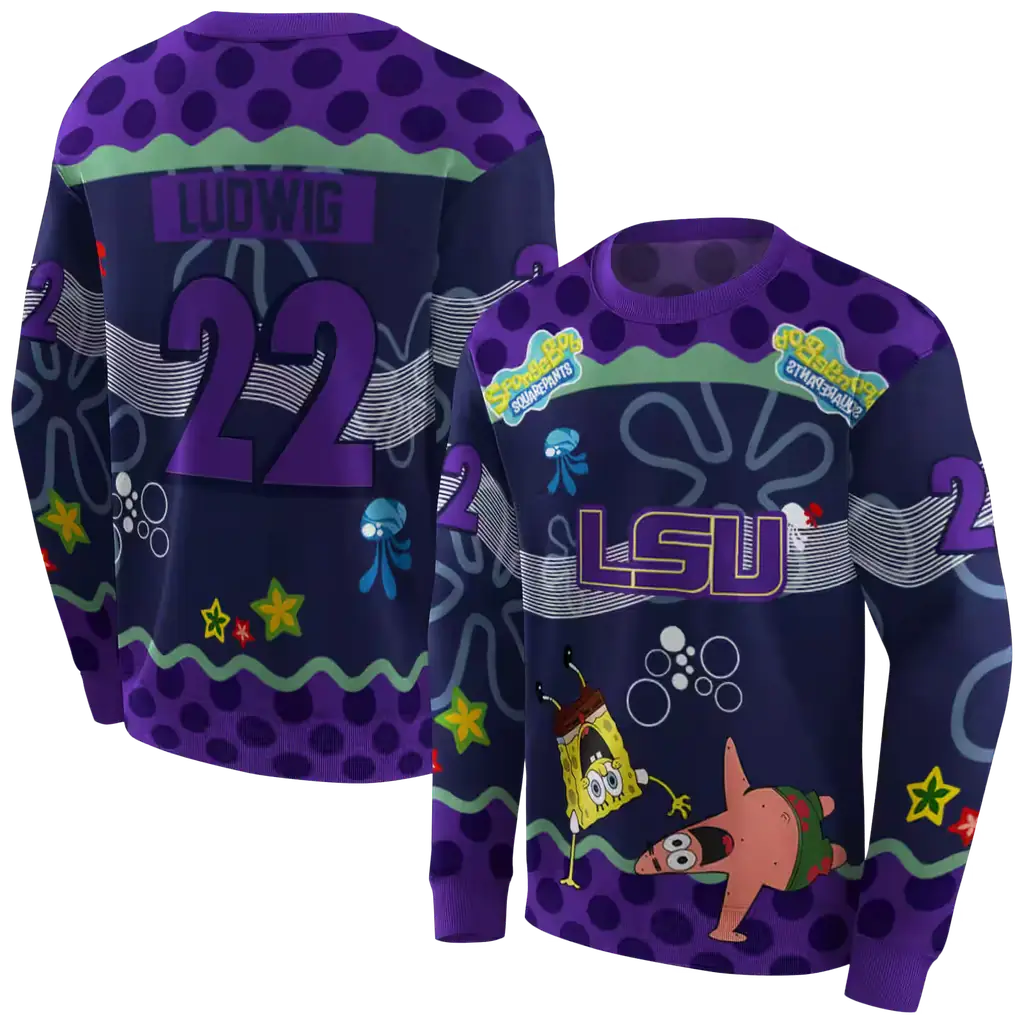 custom lsu tigers spongebob patrick star purple navy hoodie premium grade custom lsu tigers spongebob patrick star purple navy hoodie premium grade