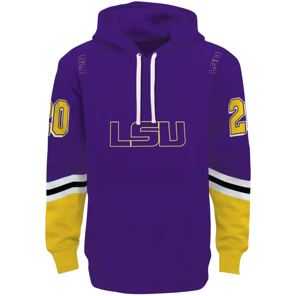 custom lsu tigers striped sleeves purple hoodie best selling custom lsu tigers striped sleeves purple hoodie best selling